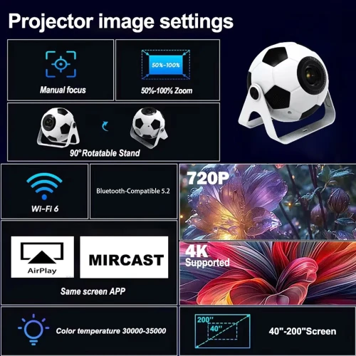 BL361 Portable Football Shaped Smart Mini Projector