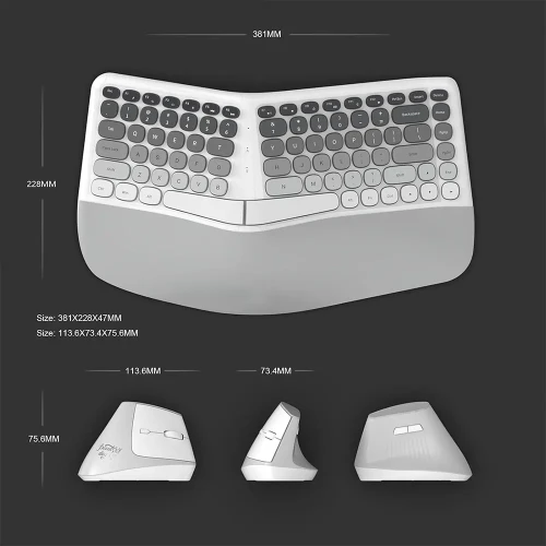 Mofii BOMI 2.4G Ergonomic Wireless Keyboard & Mouse with PU Leather
