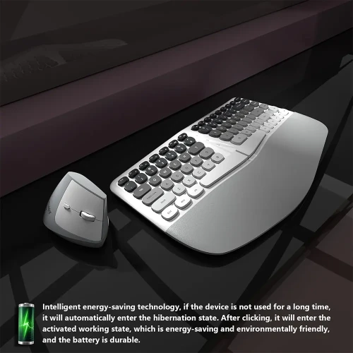 Mofii BOMI 2.4G Ergonomic Wireless Keyboard & Mouse with PU Leather